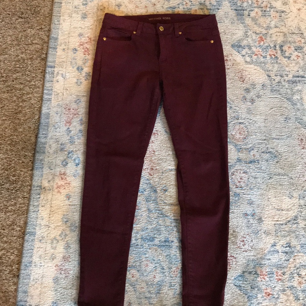 Michael Kors maroon skinny jeans